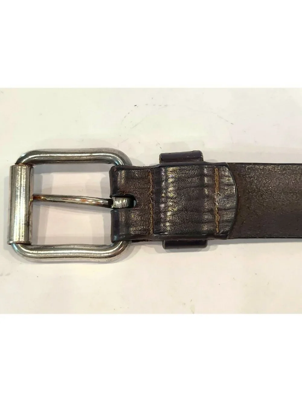 Billy Belts Dark Brown Leather Belt Silver Buckle and Belt Holes Size 34 Vintage
